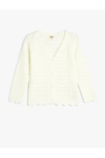 Koton Basic Knitwear Cardigan Openwork V-Neck Button Closure Long Sleeve