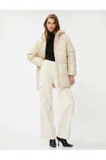 Koton Down Jacket Hooded Pocket Midi Length