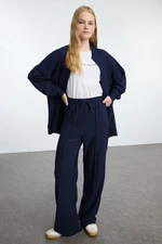 Trendyol Navy Blue Oversize Textured Tracksuit