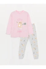 LC Waikiki Lcw Crew Neck Printed Long Sleeve Girls Pajama Set