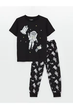 LC Waikiki LCW Crew Neck Glow in the Dark Printed Short Sleeve Boys Pajama Set