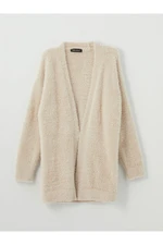 LC Waikiki Shawl Collar Plain Long Sleeve Women's Plush Cardigan