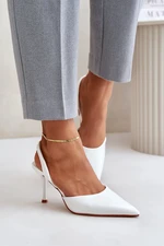 Patent leather pumps with open heel white Emmizola