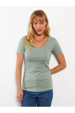 LC Waikiki V-Neck Plain Short Sleeve Cotton Women's T-Shirt