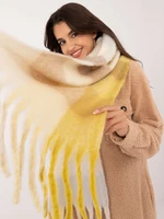 Yellow and beige long women's scarf