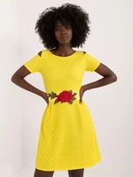 Yellow cocktail dress with appliqué