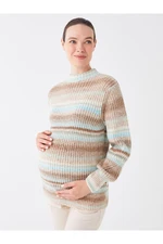 LC Waikiki Half Turtleneck Striped Long Sleeve Maternity Knitwear Sweater