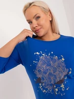 Cobalt blue blouse plus size with print