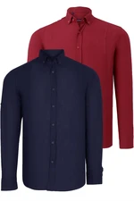 DOUBLE SET G721 DEWBERRY MEN'S SHIRT-BURGUNDY-NAVY