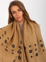 Women's dark beige scarf with prints