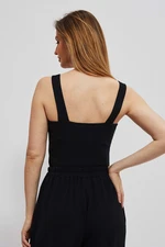 Ribbed top with wide straps - black