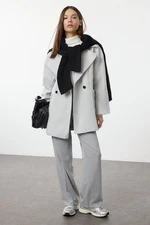 Trendyol Grey Oversize Wide Cut Cashmere Jacket Coat