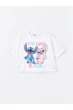 LC Waikiki Girls' Crew Neck Lilo and Stitch Printed Short Sleeve T-Shirt