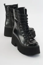 LuviShoes MORTON Black Crease Patent Leather Women's Boots.