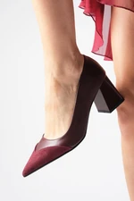 Mio Gusto Whitney Burgundy Color Block Heeled Women's Heeled Shoes