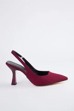 Trendyol Burgundy Pointed Toe Women's Thin Heel Shoes