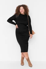 Trendyol Curve Black Camisole Knit Plus Size Dress