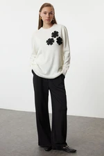 Trendyol Stone Large Flower Detailed Knitwear Sweater