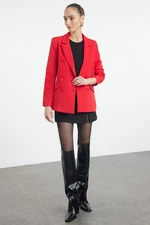 Trendyol Light Red Regular Lined Double Breasted Closure Woven Blazer Jacket