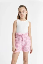 DEFACTO Girl's Checkered Paperbag Shorts