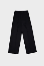 DEFACTO Wide Leg Wide Leg Pocket High Waist Plain Basic Darted Classic Navy Blue Trousers