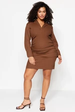 Trendyol Curve Limited Edition Brown Collar Detailed Dress