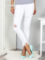 White denim jeans with pearls and cracks