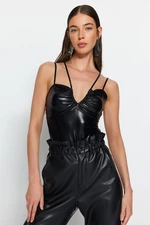 Trendyol Black Faux Leather Body With Snap Fastener