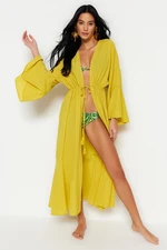 Trendyol Oil Green Maxi Woven Gathered Kimono&Kaftan