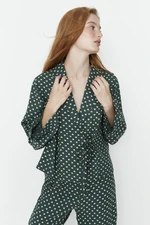 Trendyol Green Heart Tie Detail Viscose Woven Pajama Set