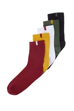 Trendyol Multicolored 5 Pack Cotton Textured Color Block Piece College-Tennis-Medium Size Socks
