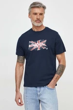 Bavlnené tričko Pepe Jeans Clag pánske, tmavomodrá farba, s potlačou, PM509384
