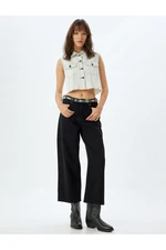 Koton Wide Leg Crop Jeans Buttoned Relaxed Fit Standard Waist - Wide Crop Leg Jeans