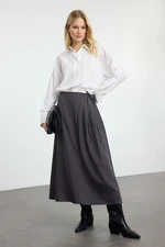 Trendyol Anthracite Pleat Detailed Woven Skirt