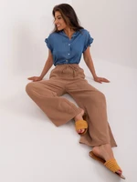 Light brown women's fabric trousers with pockets