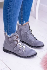 Lu Boo Dark Grey Suede Virginia Rock Star Ankle Boots