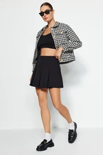 Trendyol Black Pleated Woven Short Skirt