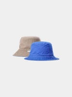 Men's reversible bucket hat 4F - beige/blue