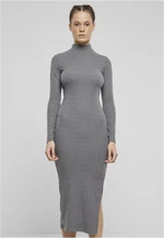 Women's ribbed turtleneck dress gray