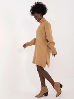 Brown knitted turtleneck dress