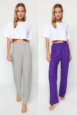 Trendyol Pack of 2 Polka Dot Patterned Viscose Woven Pajama Bottoms