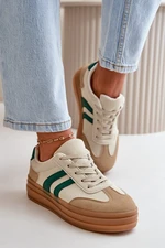 Women's platform sneakers beige-green Nesonice