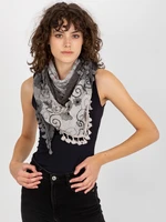 Women's scarf with floral patterns - gray