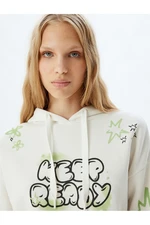 Koton Hooded Sweatshirt Slogan Printed Comfortable Fit