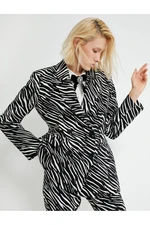 Koton Zebra Patterned Double Breasted Blazer Jacket