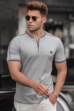 Madmext Men's Gray Polo Neck T-Shirt 9281