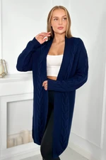 Cardigan sweater weave braid navy blue