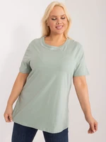 Plus size pistachio blouse with a round neckline