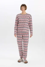 DEFACTO Fall In Love Christmas Themed Patterned Waffle Pajama Bottoms