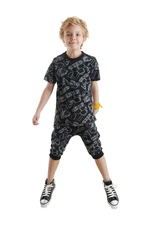 Denokids Car Boy Black Summer T-shirt Capri Shorts Set